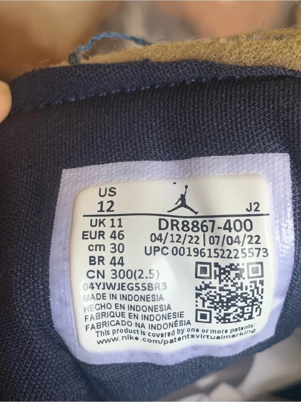 Jordan 1 Low SE Craft Inside Out Men's Size 12 Obsidian Blue Style DR8867-400